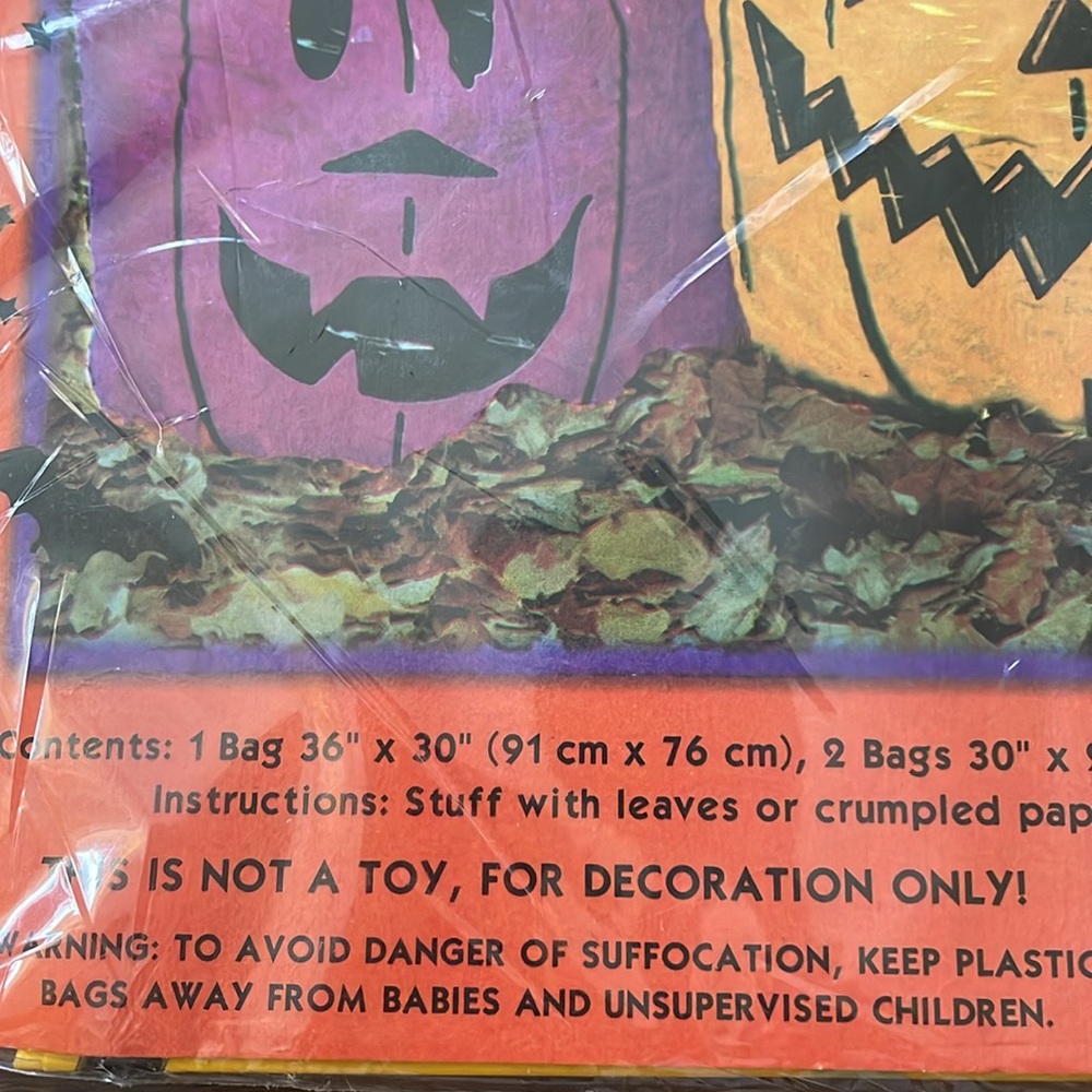 3 Vintage Neon Pumpkin Leaf Bags - Picture 2 of 4